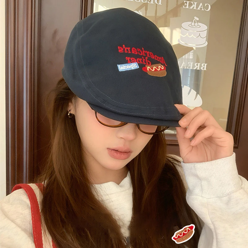 

Ladies' Newsboy Caps Artistic Japanese Embroidery Simple Fashionable Versatile Casual Visors Breathable Outdoor Sunshading Hats