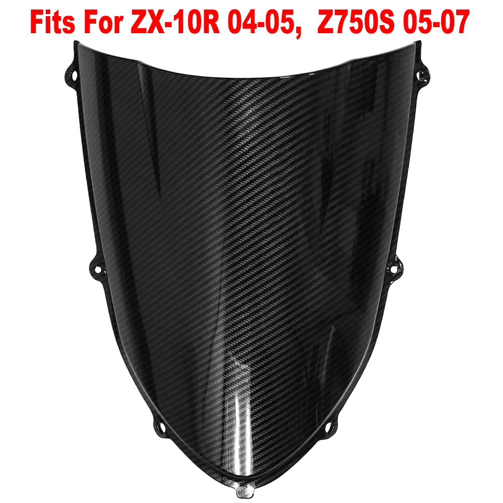 

Windscreen Windshield For Kawasaki ZX10R Ninja ZX-10R ZX1000 2004 2005, Z750S ZR750 2005 2006 2007Carbon Fiber Look Wind Cowling