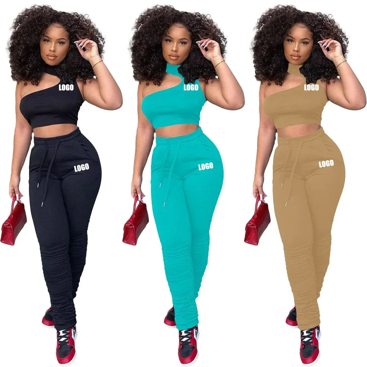 

Custom LOGO new women's clothing irregular small vest pleated pants casual suit