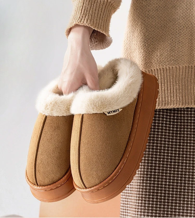 Fashion Women Fluffy Slippers for Autumn and Winter Indoor EVA Thick Sole Anti-Slip and Warm Unisex Slippers for Winter