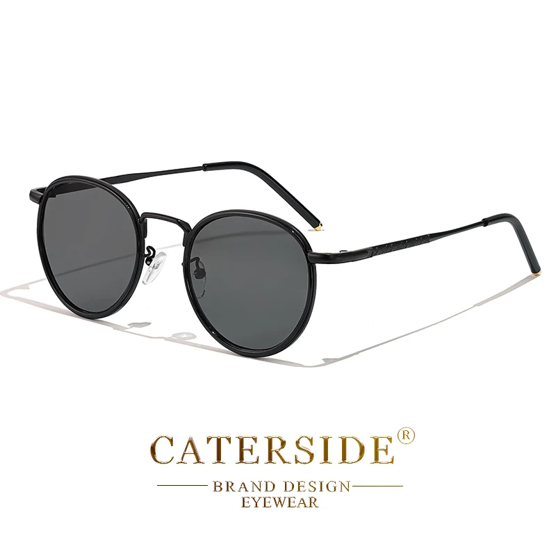 CATERSIDE Retro Runde Sonnenbrille für Herren, Punk-Metallrahmen, Markendesign, Sonnenbrille für Damen, Party, Reisen, Business, UV400 – Detail 11