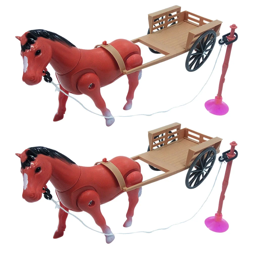 

2 Pcs Decorations Revolving Toy Child Kids Funny Rotating Horse 33X14X12CM Abs Playset Plaything