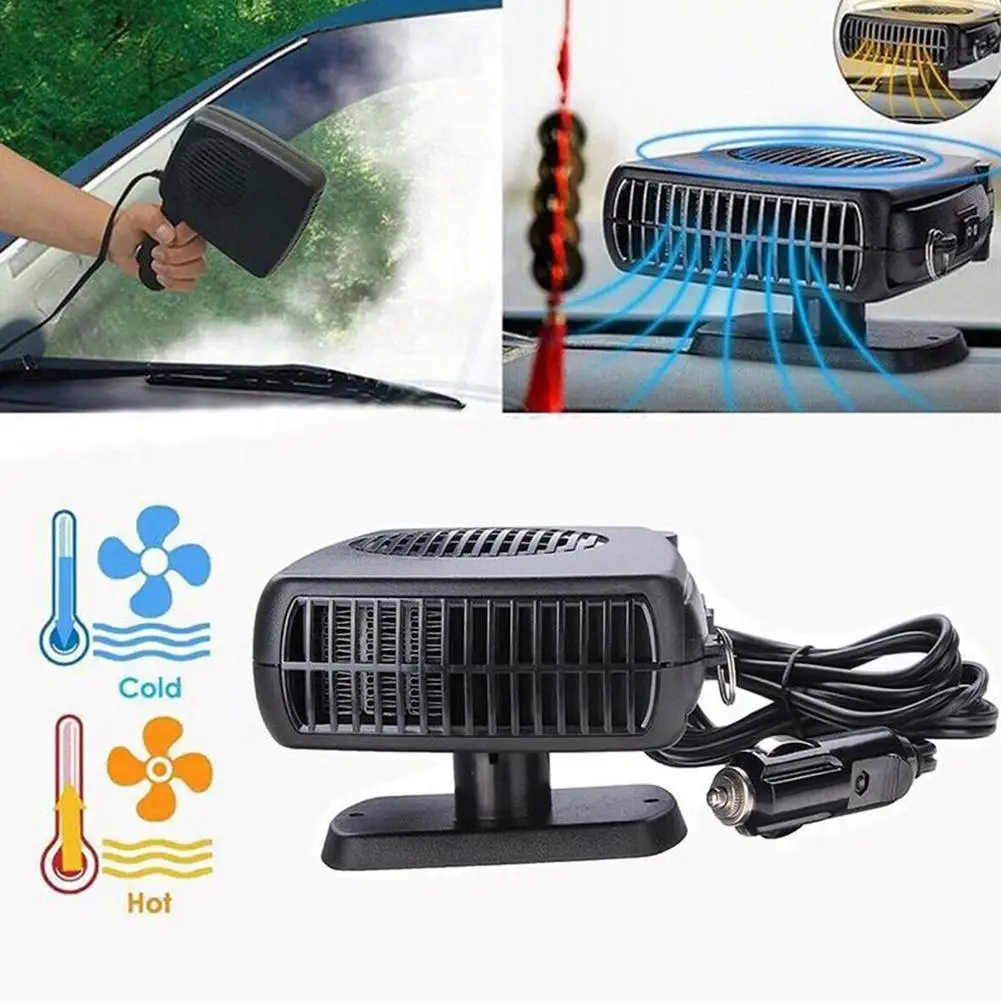 Calentador eléctrico portátil para coche, de 12V 2 en 1 dispositivo de calefacción/24V, 200W, desempañador de parabrisas, Descongelador para coches,