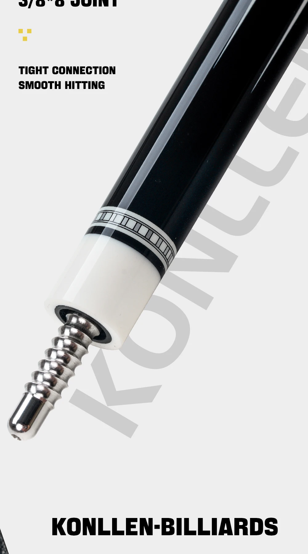 KONLLEN Dragon Pool Queue, Schaft aus hartem Ahorn, 10,5-12,5 mm, mehrschichtige Spitze, 3/8x8 XTC Griff aus Rindsleder, 58 Zoll, 19-20 Unzen – Detail 9