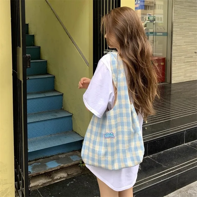 

Корейская парусиновая сумка-шоппер на плечо, большая вместительная тканевая сумка, летняя большая сумка для женщин, легкие модные женские сумки для студентов