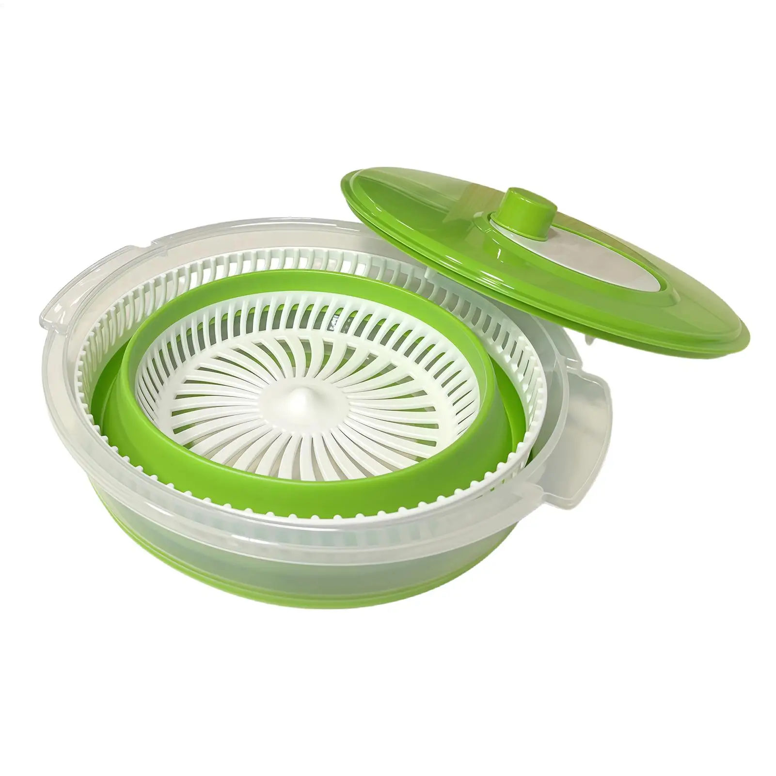 Fruit Cleaner Spinner Manual Portable Foldable Cleaner Drainer Dryer Salad Shaker Bowl With Lid For Home Kitchen Storage Washing
