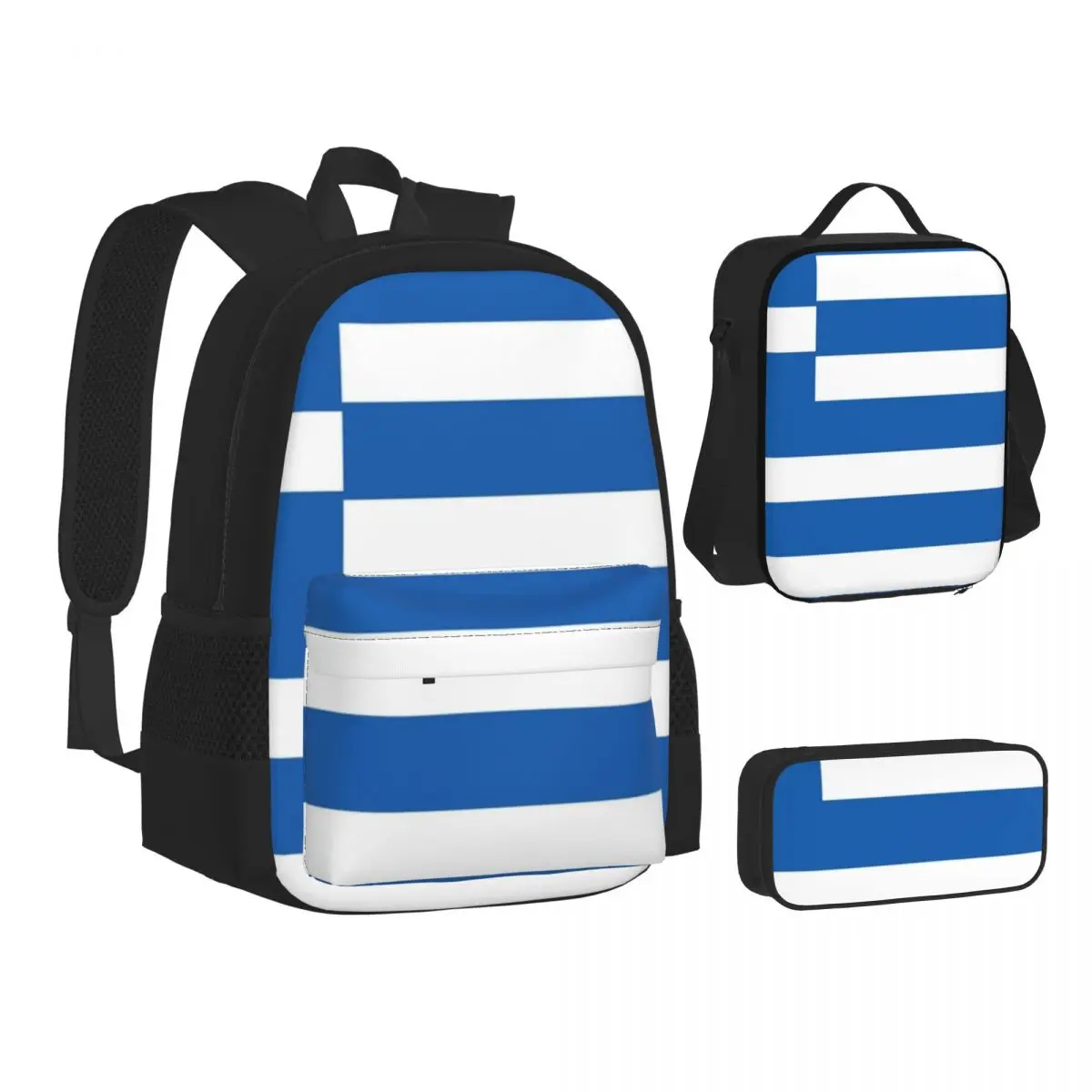 

Greek Flag National Flag Of Greece BackpacksBookbag Children School Bags Kids Rucksack Lunch Bag Pen Bag Three-Piece Set