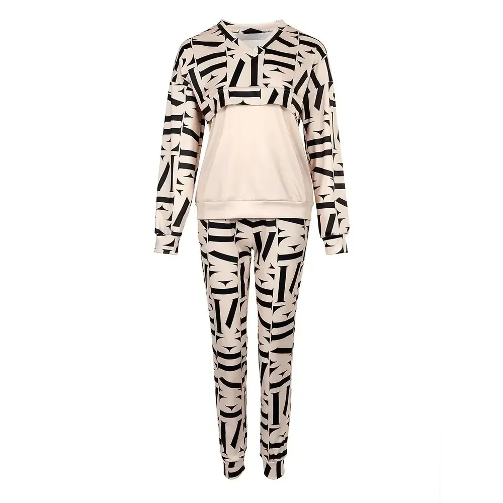 Two Piece Short Sets Women Letter Print Long Sleeve Top & Pants Set Holiday Streetwear Y2k Jogging Ensemble 2 Pièces Autumn 2025