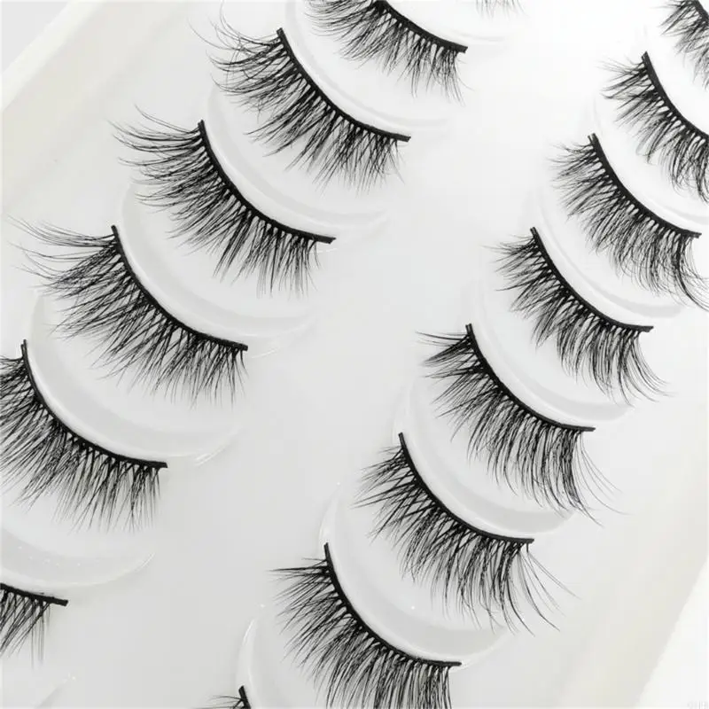 Q1FB Half Lashes Natural Look Wispy Mink Lashes Fluffy-Fake Eye Lashes Pack 10 Pairs