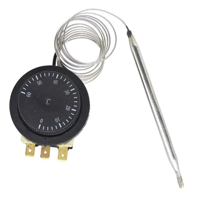 Temperature Controller 0-60C For Water Tank Featuring Wire Connection And Adjustable Thermostat Knob