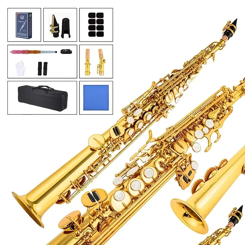 

Gold high pitched B-tone saxophone instrument for adult beginners, performance grading, universal with bag and accessories