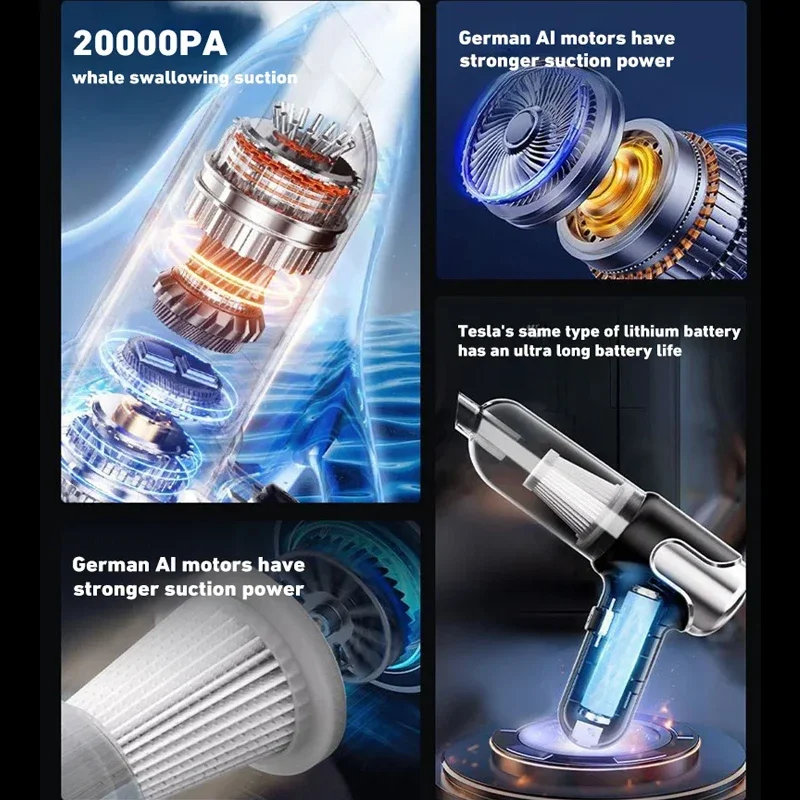 180000PA 5 in1 Car Vacuum Cleaner Wireless Handheld Strong Suction Cleaning Machine Portable Vacuum Cleaner  Car