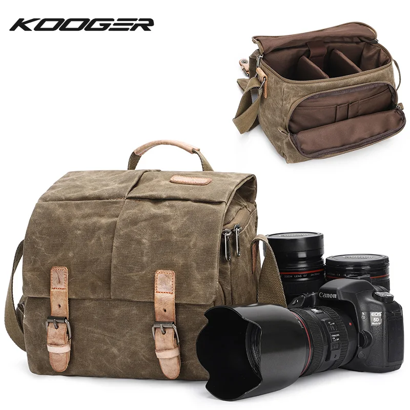 

Waterproof Mirrorless Camera Shoulder Bag Vintage Practical Waxed Canvas Crossbody SLR DSLR Camera Bag