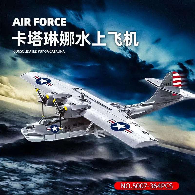 Construction toys 364Pcs Military Consolidted PBY 5A Catalina Building Blocks Airplane Bricks Aircraft Weapon Plane for Children