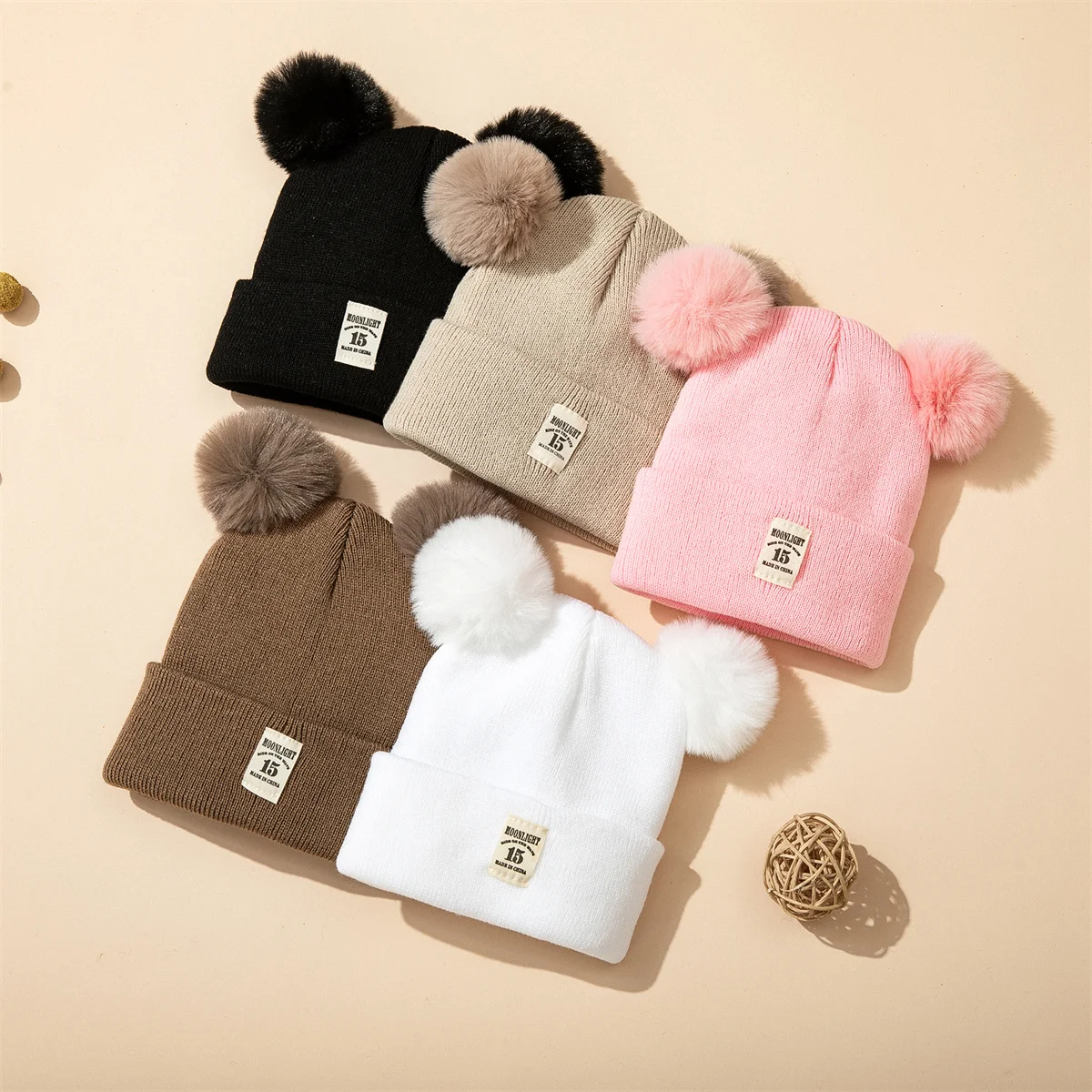 2pcs Autumn Winter 0-24 Month Baby Warm Knitted Hats Kids Knit Beanie Hat Solid Color Children Hat For Boys Girls Accessories