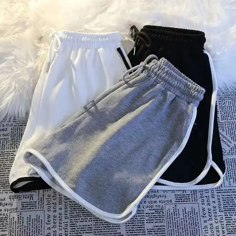 S-3XL Noir Rayé Shorts Femmes Respzed Blanc Large Jambe Shorts D'été Mode Coréenne Taille Haute Baggy Sports Pantalon Court Nouveau