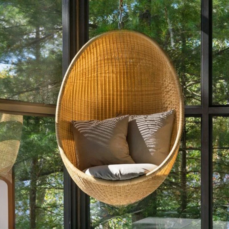 Outdoor Egg Hanging Chair PE Rattan Bird's Nest Waterproof Hanging Basket Indoor Adult Cradle Balcony Swing Internet celebrity