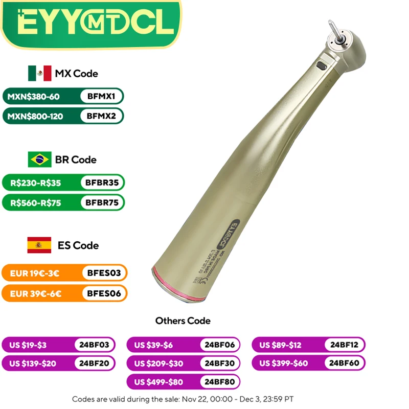 

contraangulo Dental 1:5 mini Increasing Speed Handpiece Against Contra Angle LED Optic Fiber Quattro Spray Red Rings