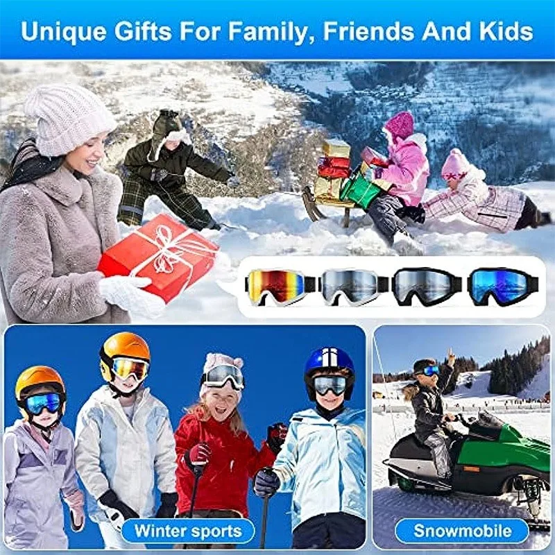 Gafas de esquí para niños, equipo de nieve antivaho para niñas y niños