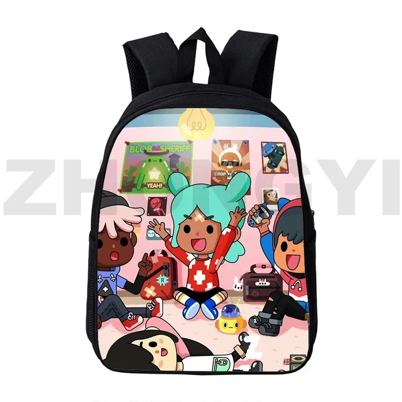 Trendy Toca Boca Bag Student 3D Anime Toca Life World Game Backpacks for School Teenagers Girls 12/16 Inch Bag Pack Travel Men