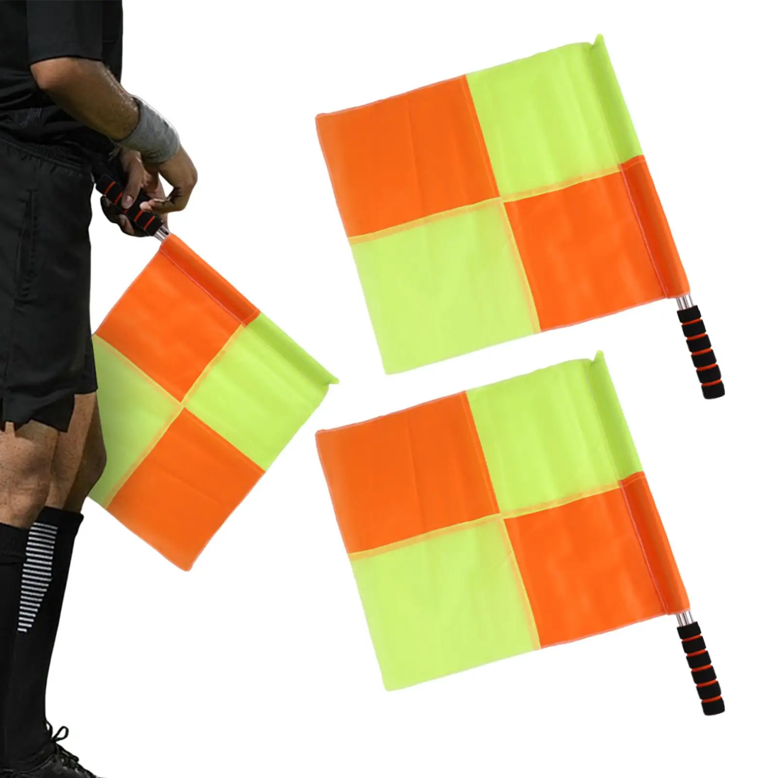

Professional Fair Play Sports Match Football Linesman Europe Flags Soccer Referee Flag 2 Pieces Referee Equipment Waterproof
