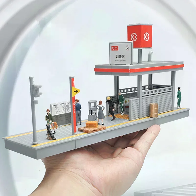

1:64 Scale Metro Station Diorama Model Architecture Scene Kits DIY Unassembly For Diorama Sand Table Layout Decor