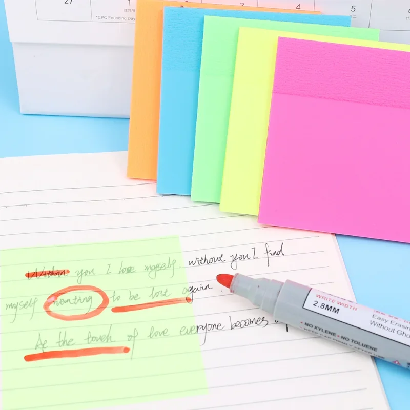 50 Sheets Creative Waterproof Transparent PET Posted It Sticky Note Pads Notepads Posits for School Stationery Office Supplies