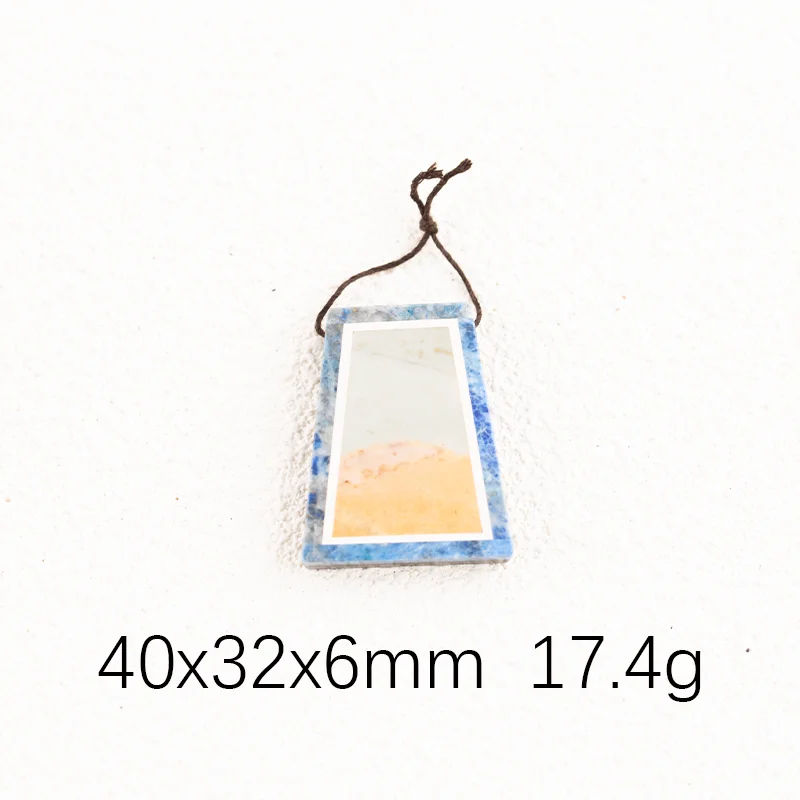 Natural Lapis Lazuli Obsidian Picture Jasper  Carving Pendant for Necklace Stone Fashion Handmade Jewelry 40x32x6mm 17.4g