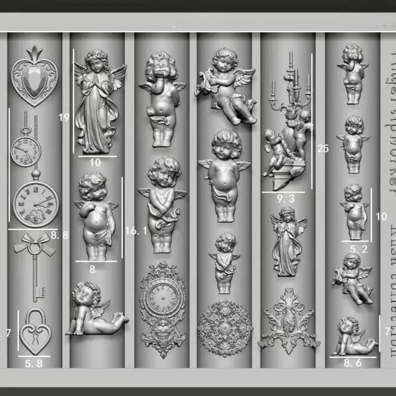 【Pace】 Orologio da angelo Stampo per unghie in silicone 3D Modelli per unghie con serratura a cuore Decorazioni per unghie fai da te Piastre per timbratura Strumenti di progettazione per manicure