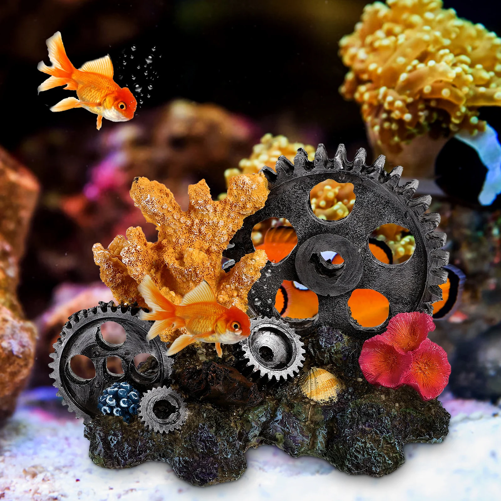 

1Pcs Fish Tank Resin Rockery Realistic Small Aquarium Ornament Simulation Stone Decoration Compact Resin Craft Decor