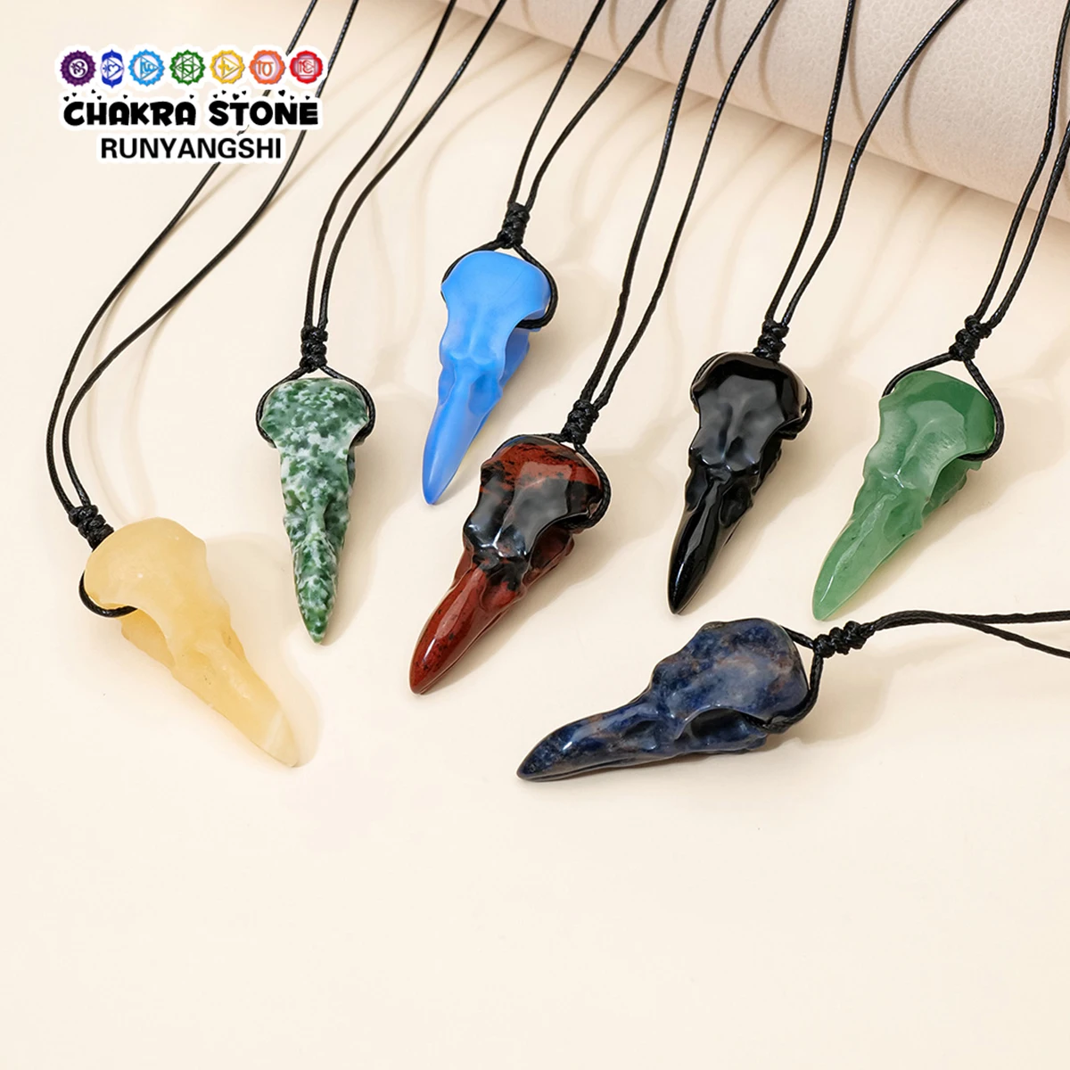 1PC Handmade Natural Aventurine Obsidian Shape Crow Skull Hanging Ornament CGift for Christmas Hallowee