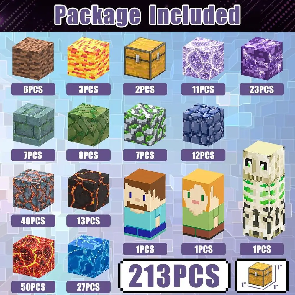 Set di blocchi magnetici per bambini, giocattoli STEM da 213 pezzi, ideali per ragazzi e ragazze dai 3 anni in su, regalo perfetto per il compleanno o il Natale