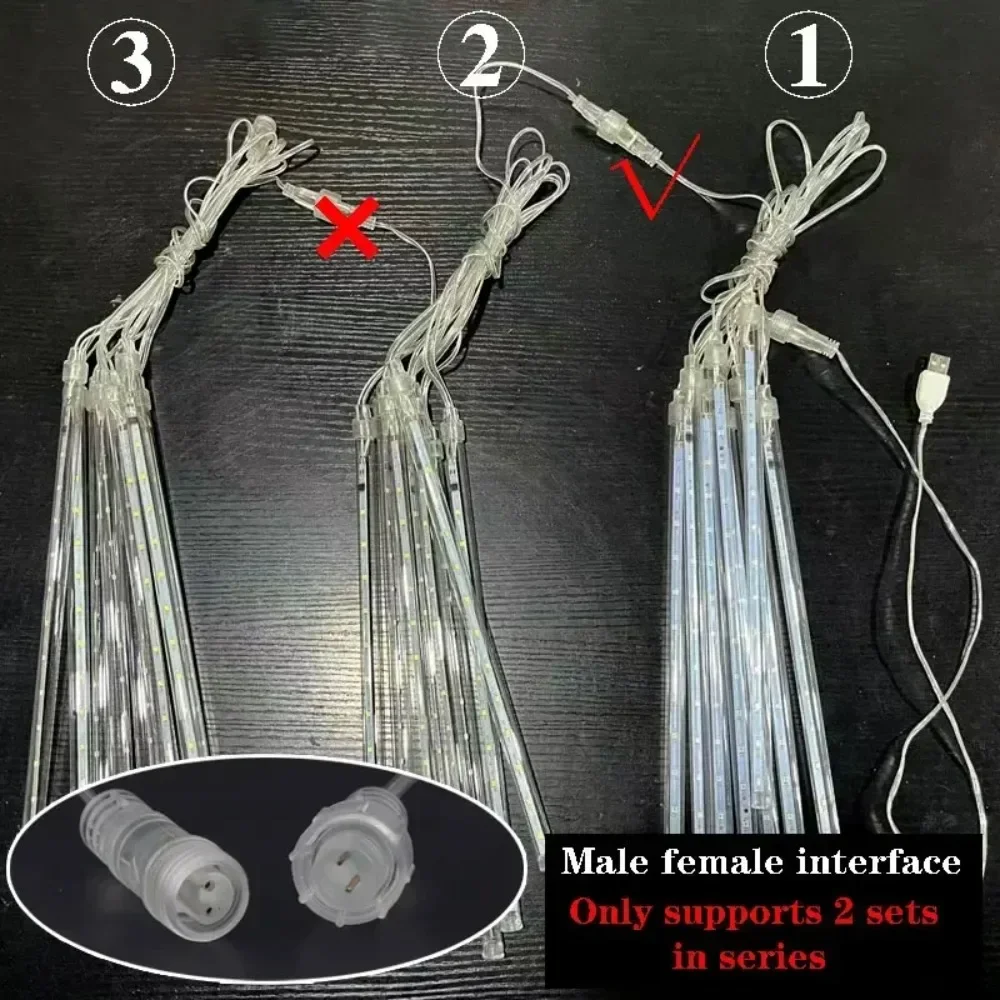 LED pioggia di meteoriti fata luce della stringa USB azionato illuminazione natalizia albero di Natale decorazione della casa decorazione della camera da letto del giardino di nozze