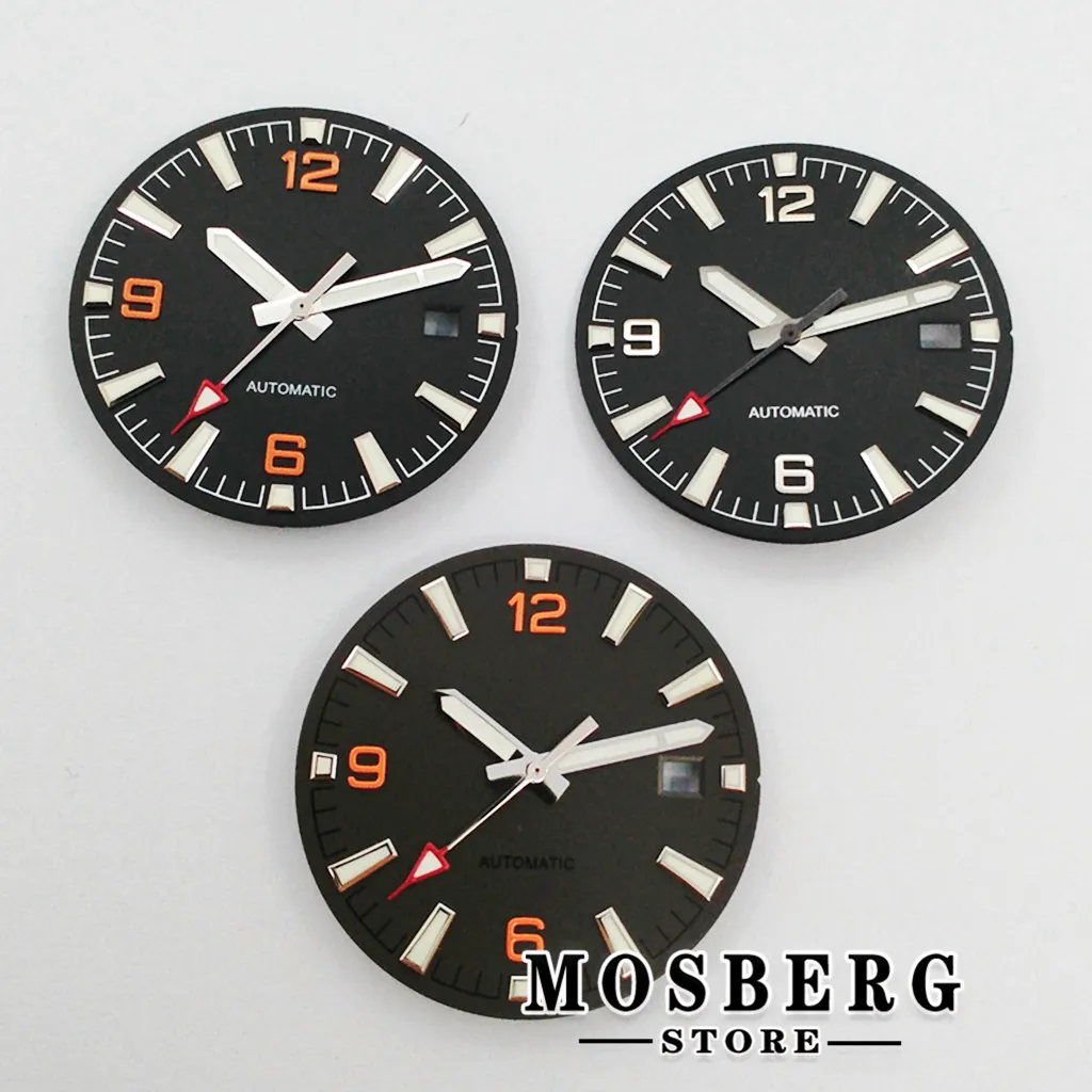 31mm Black Watch Dial With Watch Hands Green Luminous For NH35 ETA2824 2836 Miyota8215 8205 821A DG2813 3804 Movement