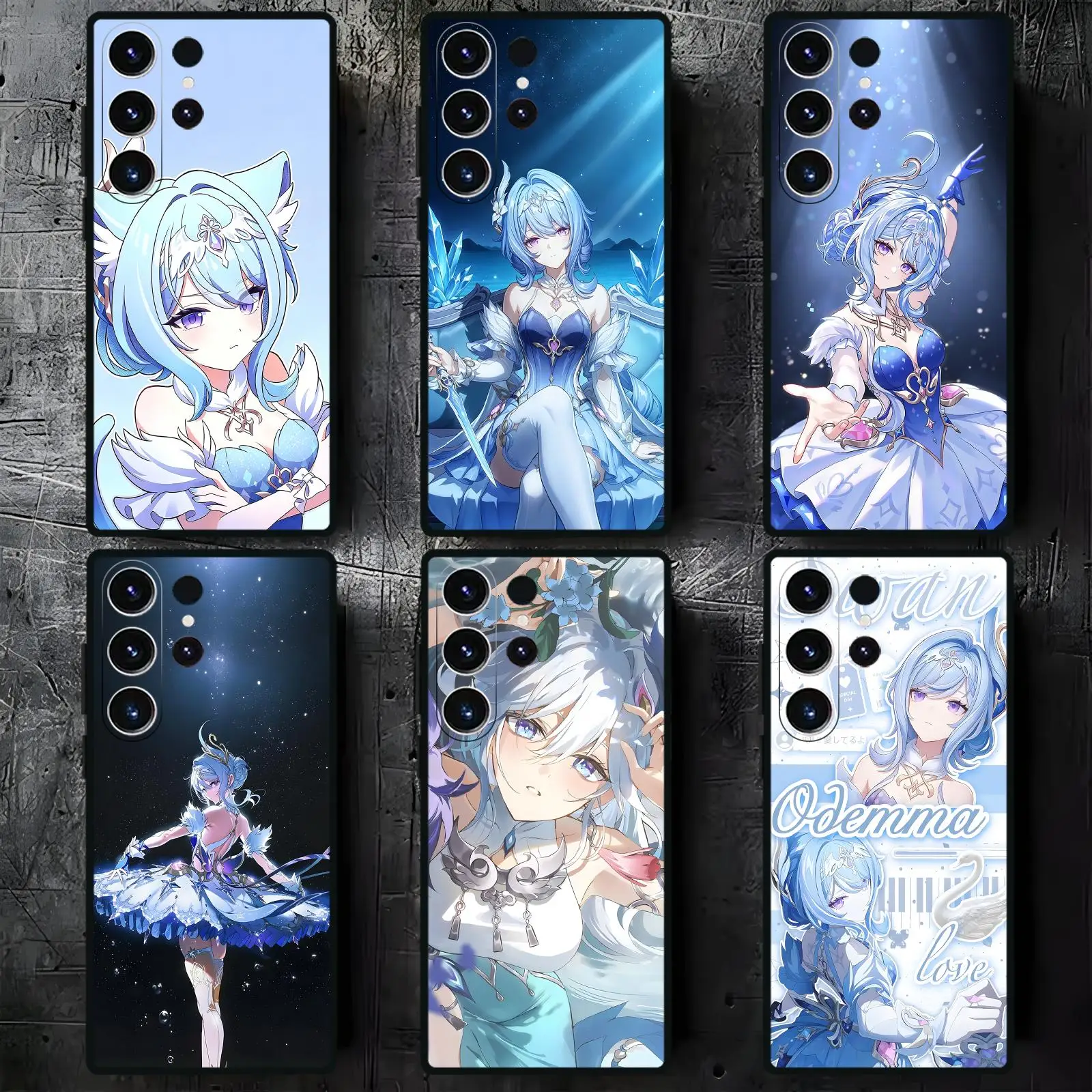 Genshin Impact Odette Phone Case For Samsung S26 S25 S24 S23 S22 S21 S20 Ultra Note20 Soft black Shockproof Cover