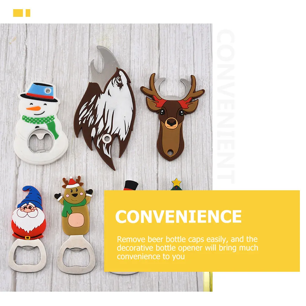 

3pcs Cartoon Keychain Bottle Opener Christmas Gift Beer Cap Remover Home Household Tool For Water Bottle Easy Removal