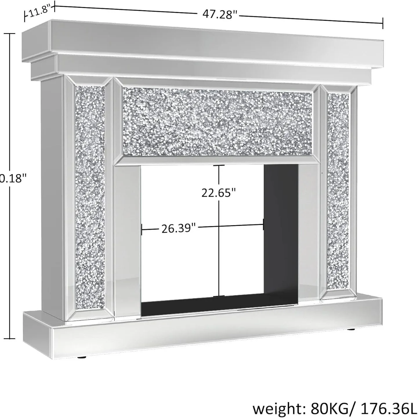 Mirrored Electric Fireplace 10 Colors Changing Freestanding
