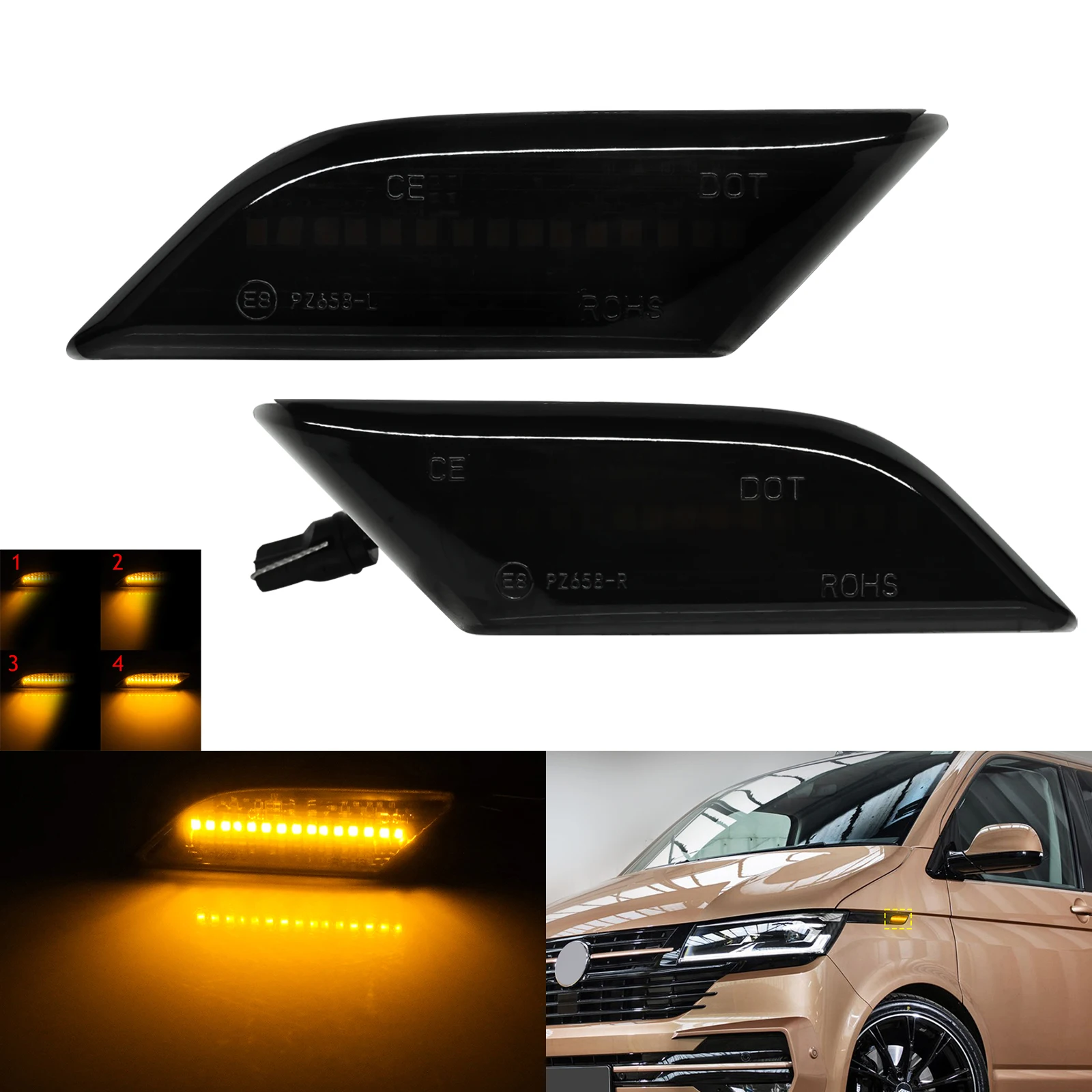 For VW Transporter T6.1 20+ Dynamic LED Side Repeater Indicator Light Lamp Amber