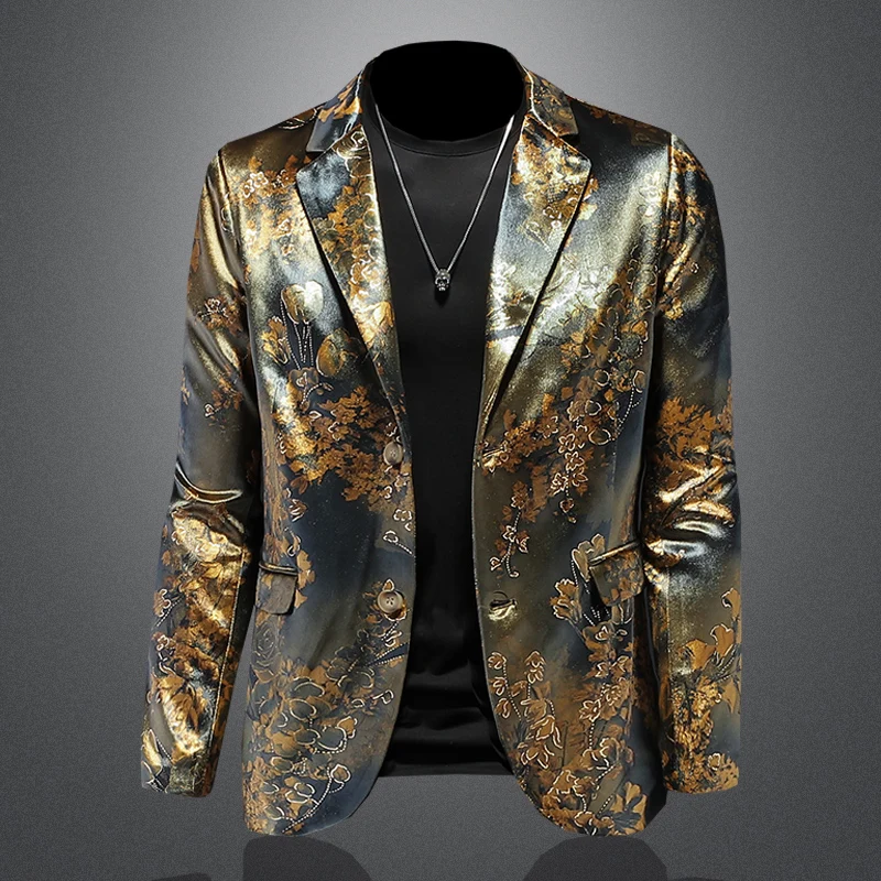 

Новый мужской приталенный костюм с цветочной вышивкой, повседневный городской стиль, с длинным рукавом, круглым низом, на все сезоны