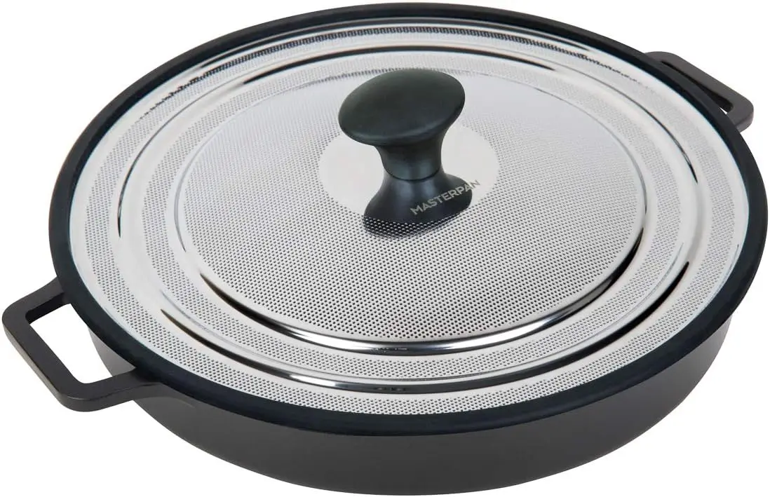 

Non-Stick Stovetop Oven Grill Pan with Heat-in Steam-Out Lid, nonstick cookware, 12", Black,