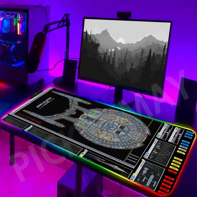 

Large LED Desk Mats XXL RGB Computer Mousepad Spacecraft 90x40cm Backlight Keyboard Mat Table Pad Gamer Luminous Mousepads