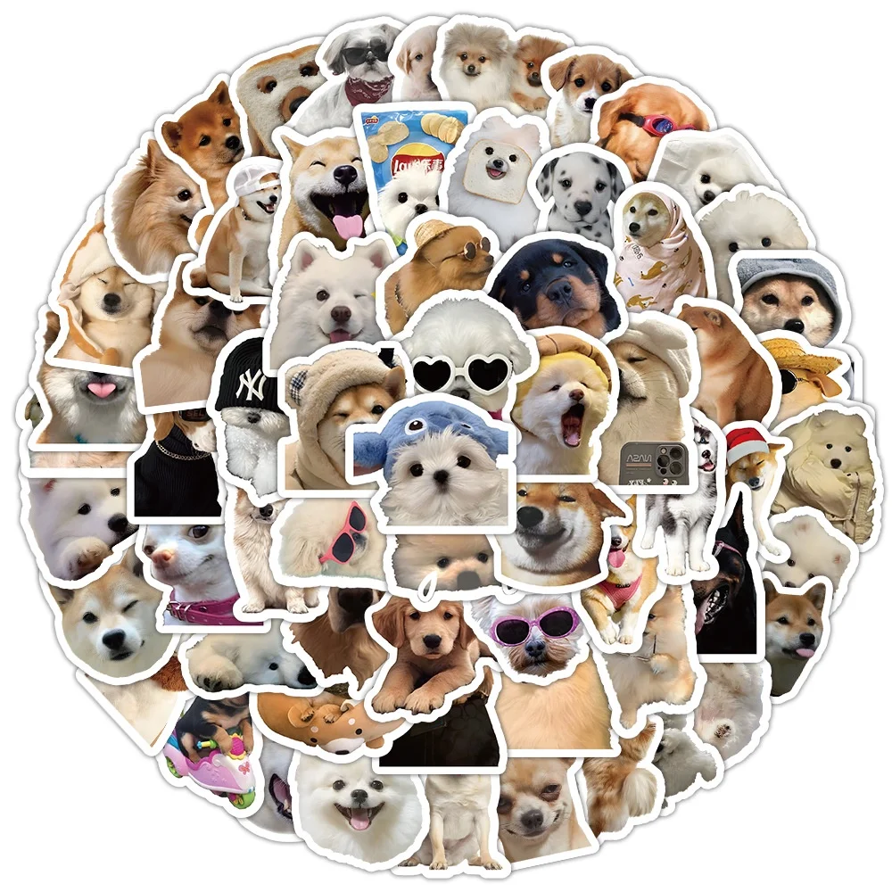 100PCS Nette Haustier MEME Realistische Hunde Wasserdichte Graffiti Aufkleber für Helm Fahrrad Hand Konto Federmäppchen Aufkleber
