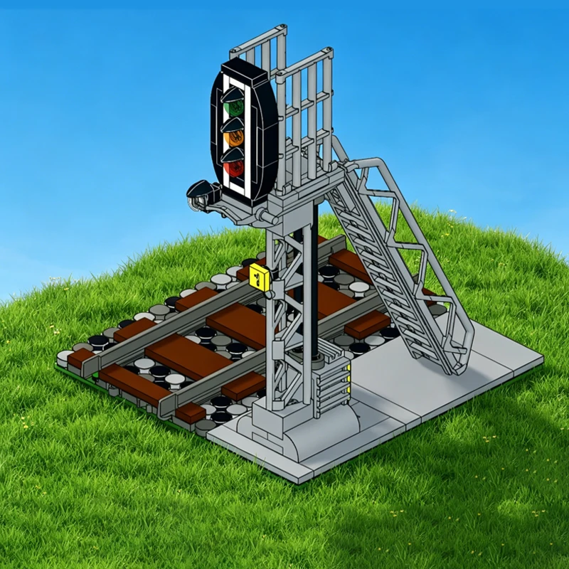 

City Street View Model MOC Building Bricks Railway Signal Light Modular Technology Children Assemble Toys Suit Holiday Gifts