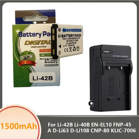 Li-42B EN-EL10 Li-40B FNP-45 A D-Li63 CNP-80 KLIC-7006 1500mAh Camera Battery for Olympus Nikon Fujifilm Kodak