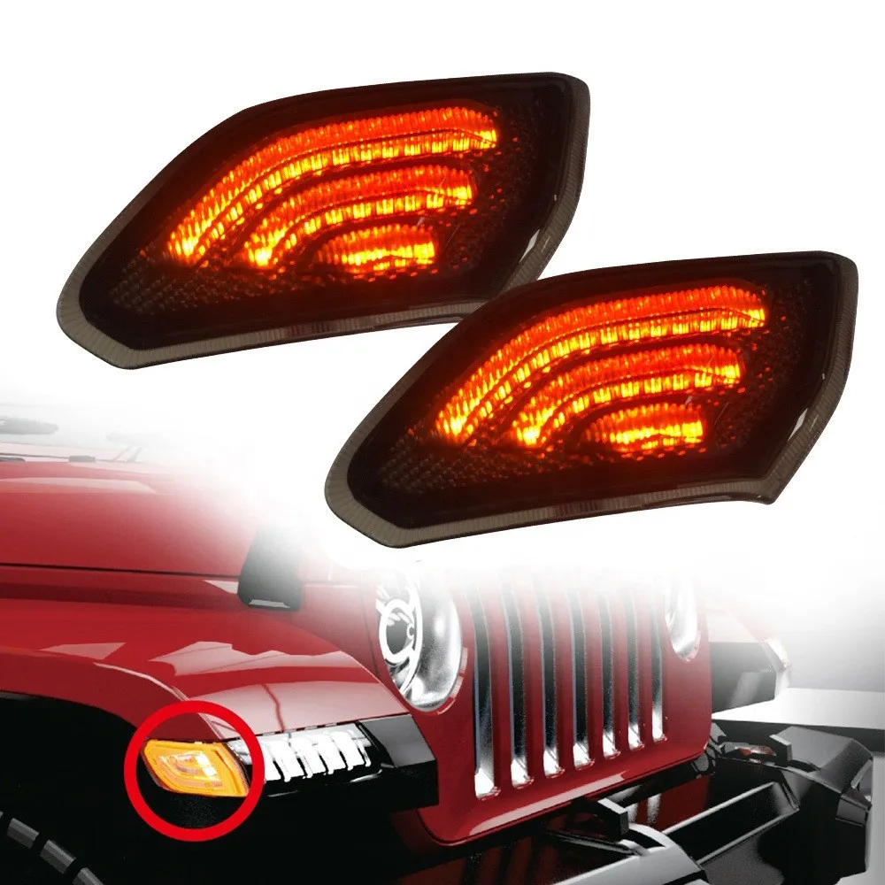 2PCS LED Dynamic Side Marker Light Turn Signal Blinker Indicator Lamp For 2018+ Jeep JL Wrangler Gladiator JT Side marker Light