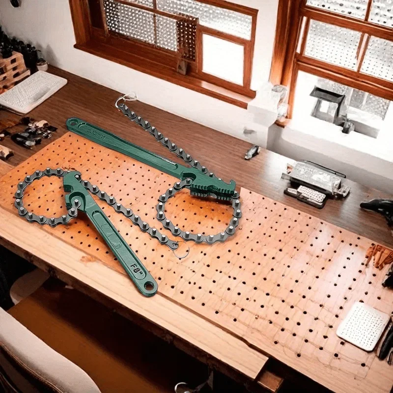 

Регулируемый цепной ключ — эргономичная зеленая ручка, универсальный автомобильный аксессуар для обслуживания фильтров и фитингов для труб