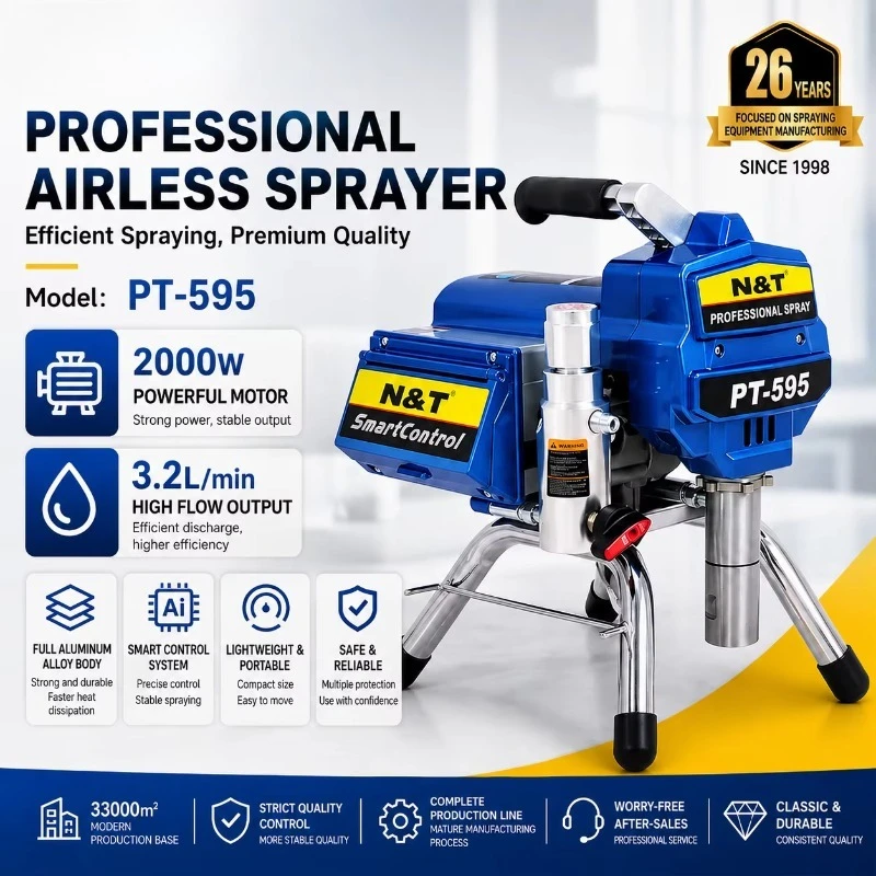 595 High Pressure Airless Paint Sprayer 2000W 3.2L/min Electric Painting Machine Factory Supply OEM