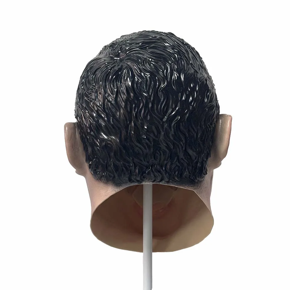 Realistische Bärtige Männer-Vollkopf-Latexmaske mit Offenem Mund-Design für Erwachsene, Maskerade, Halloween, Cosplay, Kostümparty-Requisiten – Detail 4