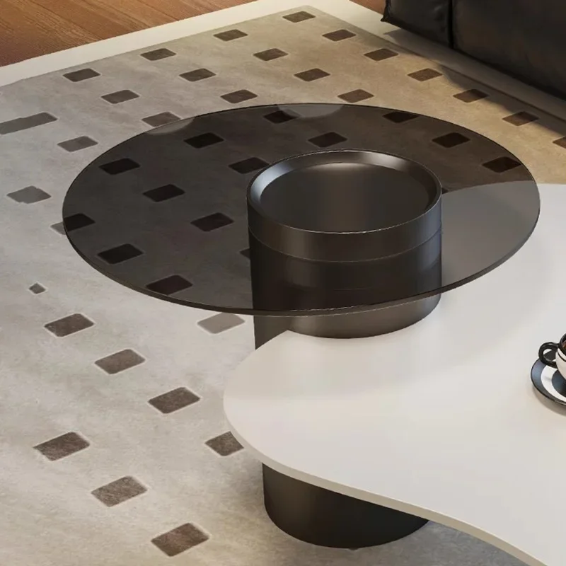 Meja Kopi Oval Bergelombang Gaya Sederhana Meja Kopi Estetika Eklektik Mewah Desain Geometris Meja Kopi Perabot Ruang Tamu