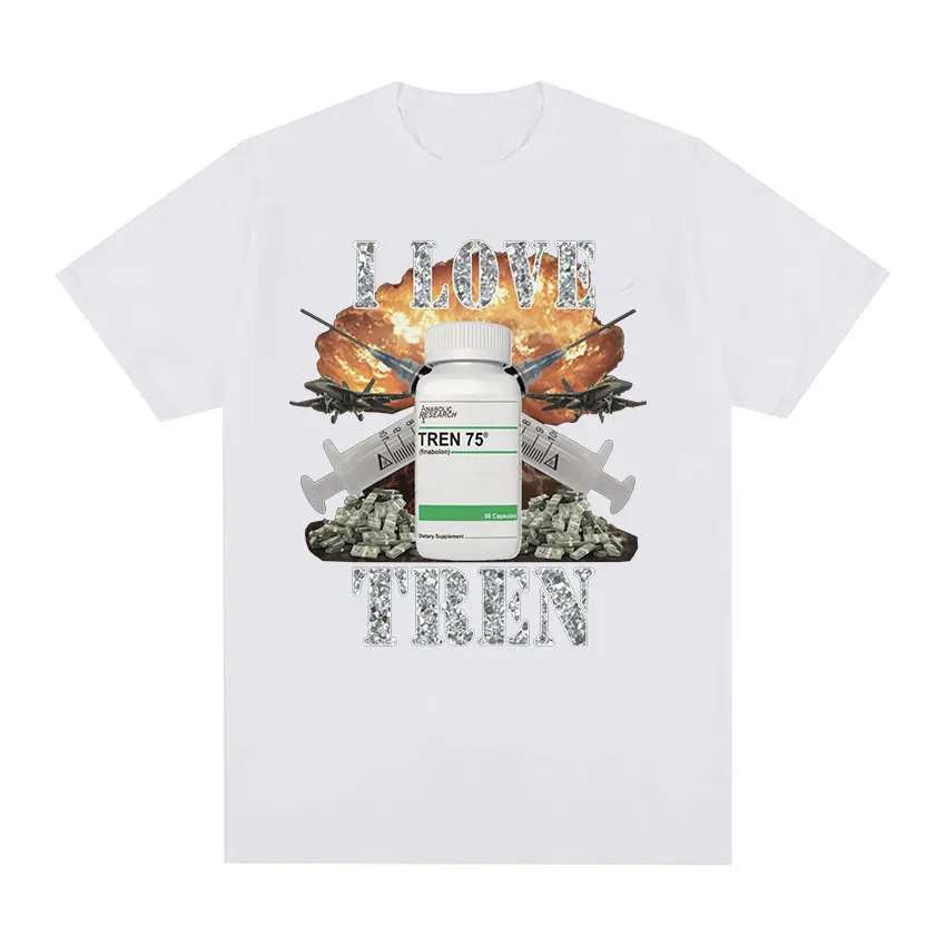 I Love Tren Funny Graphic T Shirt Men Retro Fashion O-Neck Oversized T-shirts Unisex 100% Cotton Short Sleeve T-shirt Streetwear